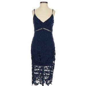 Astr Navy Blue Lace Midi Dress